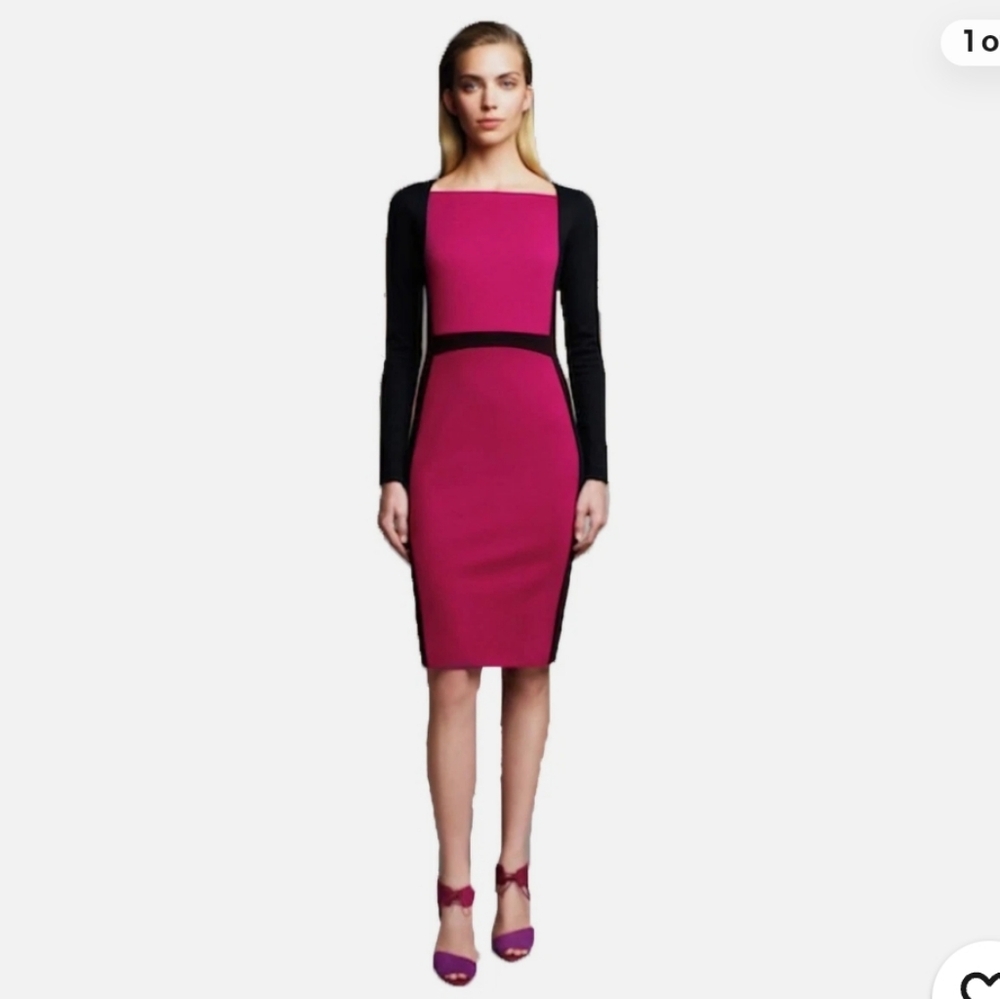 Narciso Rodriguez Mulberry And Black Bodycon Midi Dress. Small.